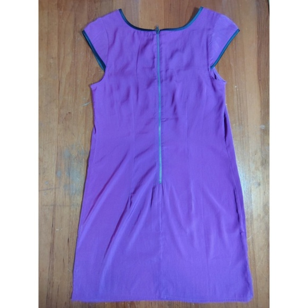 American Eagle Outfitters Purple Dress Black Trim Cap Sleeve Size 2 zip back - Picture 6 of 6